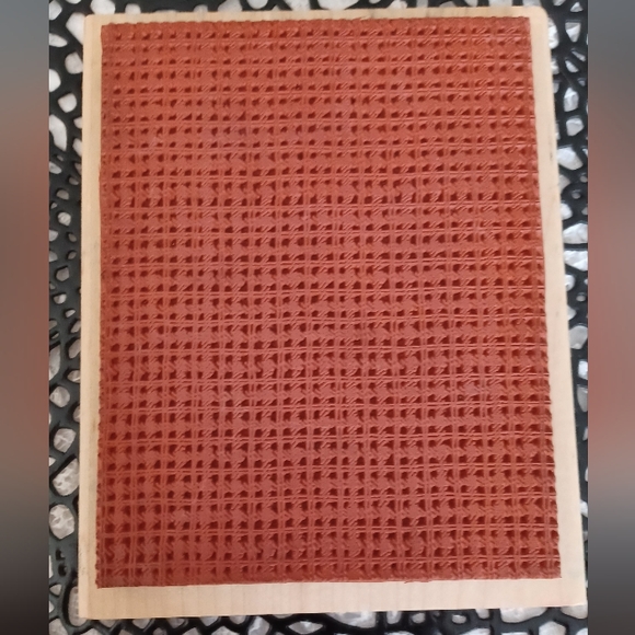 VINTAGE STAMPIN' UP!  1997 HOMESPUN PLAID XL WOOD MOUNTED RUBBER STAMP - Picture 2 of 4